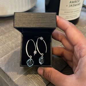 Bloomingdale’s White Gold Cushion Sweep Topaz Earrings